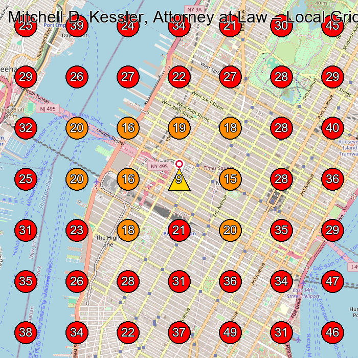 Mitchell D. Kessler, Attorney at Law GeoGrid visibility map for Personal Injury Attorney in New York